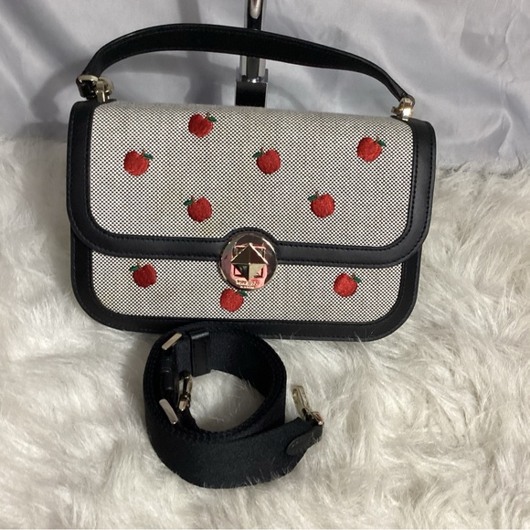 Kate Spade Audrey Orchard Toss Embroidered Apples Flap Crossbody Bag EUC - Picture 15 of 15